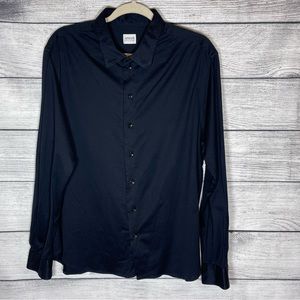 Armani Collezioni Black Jersey Button Up Shirt Sz XXL